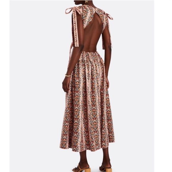 NEW Agua by Agua Bendita Guaguanco Monarca Rosa Cotton Midi Dress Large - Picture 3 of 16